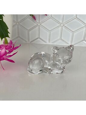 VINTAGE Princess House Pets Clear 24% Lead Crystal Figurine Sleeping Cat Germany